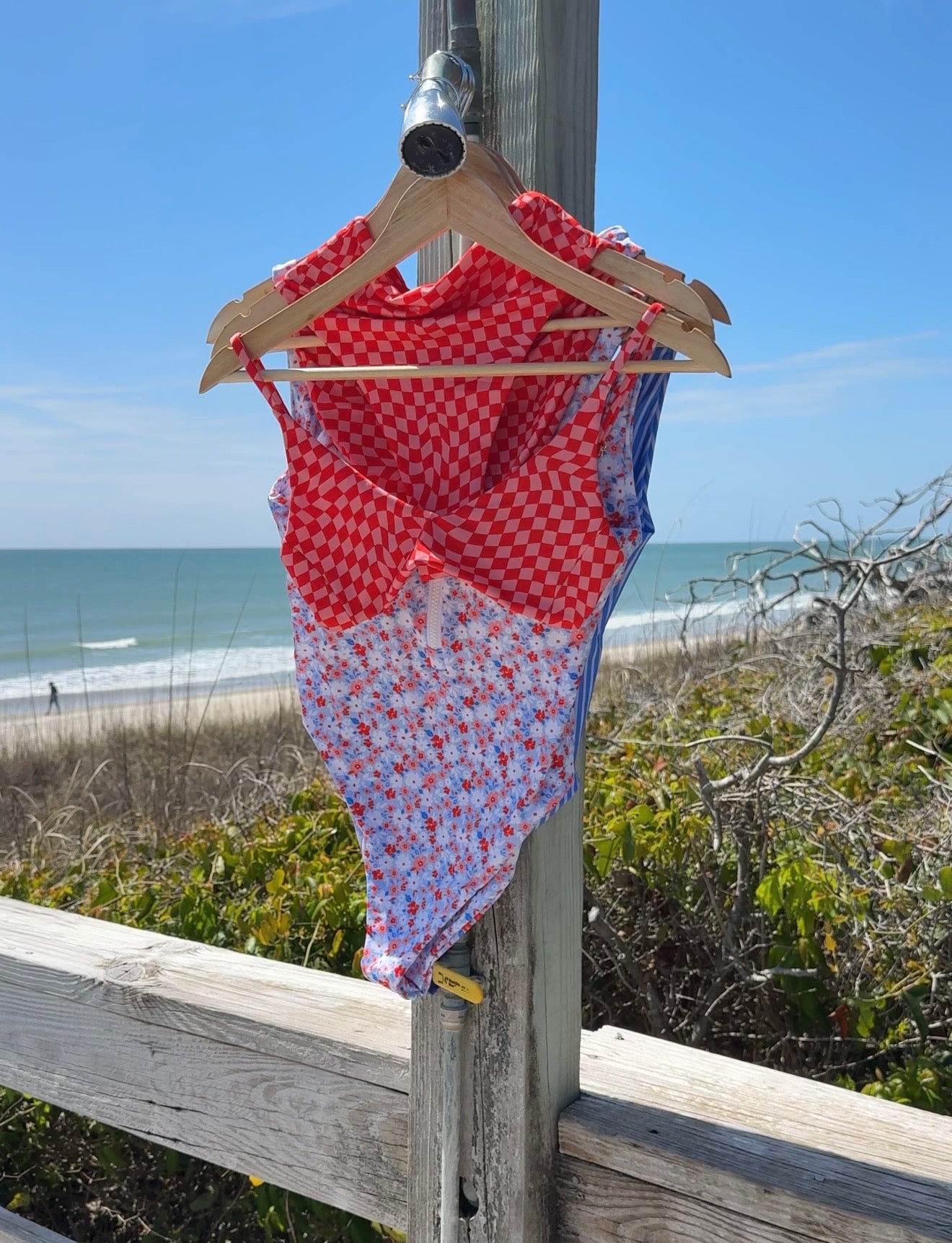 Signature Checkered Bikini Top in Poppy